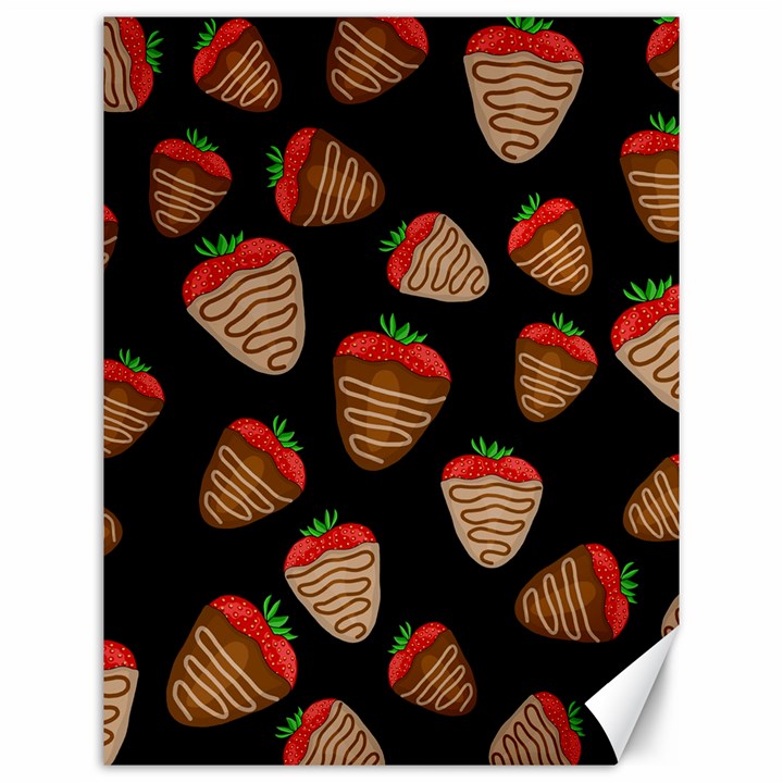 Chocolate strawberries pattern Canvas 12  x 16  