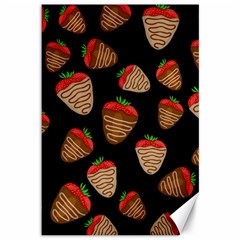 Chocolate Strawberries Pattern Canvas 12  X 18   by Valentinaart