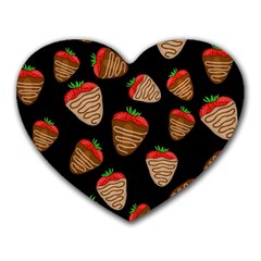 Chocolate Strawberries Pattern Heart Mousepads by Valentinaart