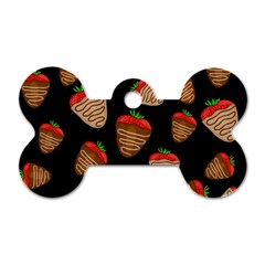 Chocolate Strawberries Pattern Dog Tag Bone (two Sides) by Valentinaart