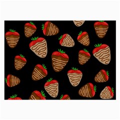 Chocolate Strawberries Pattern Large Glasses Cloth (2-side) by Valentinaart