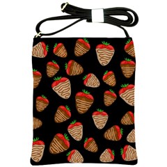 Chocolate Strawberries Pattern Shoulder Sling Bags by Valentinaart