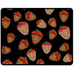 Chocolate Strawberries Pattern Double Sided Fleece Blanket (medium)  by Valentinaart