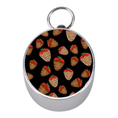 Chocolate Strawberries Pattern Mini Silver Compasses by Valentinaart