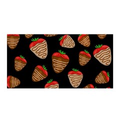 Chocolate Strawberries Pattern Satin Wrap by Valentinaart