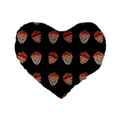 Chocolate Strawberies Standard 16  Premium Flano Heart Shape Cushions by Valentinaart