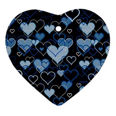 Blue harts pattern Ornament (Heart) 