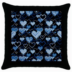 Blue harts pattern Throw Pillow Case (Black)