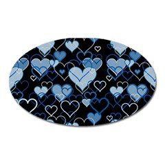 Blue harts pattern Oval Magnet