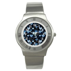 Blue harts pattern Stainless Steel Watch