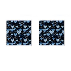 Blue harts pattern Cufflinks (Square)