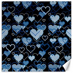 Blue harts pattern Canvas 16  x 16  