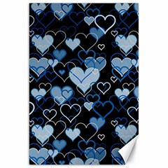 Blue harts pattern Canvas 20  x 30  