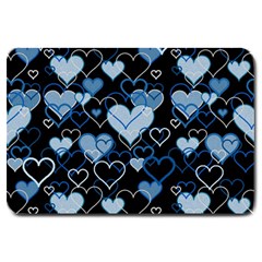 Blue harts pattern Large Doormat 