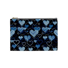 Blue Harts Pattern Cosmetic Bag (medium)  by Valentinaart