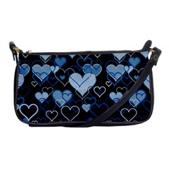 Blue Harts Pattern Shoulder Clutch Bags by Valentinaart