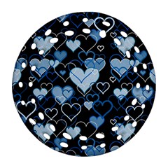 Blue harts pattern Round Filigree Ornament (2Side)