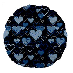 Blue Harts Pattern Large 18  Premium Round Cushions by Valentinaart