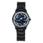 Blue harts pattern Stainless Steel Round Watch Front