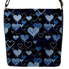 Blue harts pattern Flap Messenger Bag (S)