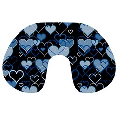 Blue Harts Pattern Travel Neck Pillows by Valentinaart