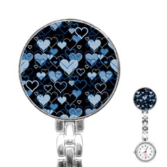 Blue harts pattern Stainless Steel Nurses Watch