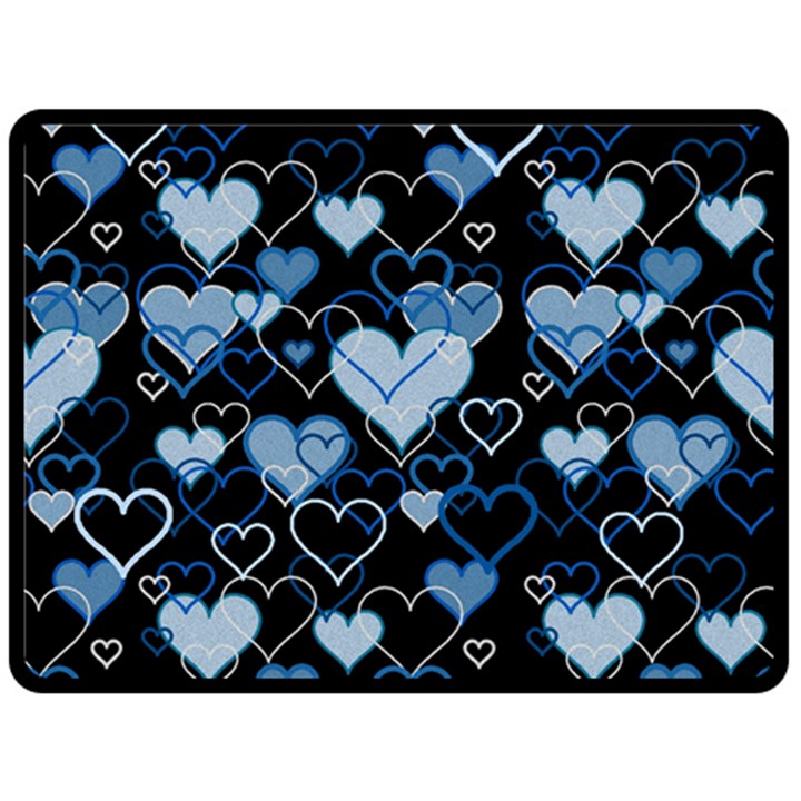 Blue harts pattern Double Sided Fleece Blanket (Large) 