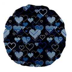 Blue harts pattern Large 18  Premium Flano Round Cushions