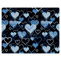 Blue harts pattern Double Sided Flano Blanket (Medium) 