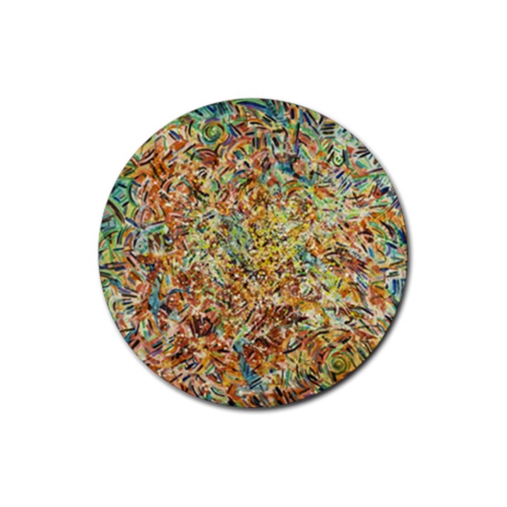 Art Modern Painting Acrylic Canvas Rubber Round Coaster (4 pack) 