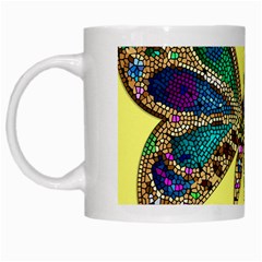 Butterfly Mosaic Yellow Colorful White Mugs by Amaryn4rt