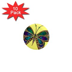 Butterfly Mosaic Yellow Colorful 1  Mini Magnet (10 Pack)  by Amaryn4rt