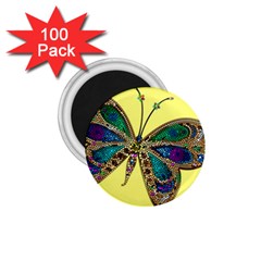 Butterfly Mosaic Yellow Colorful 1 75  Magnets (100 Pack)  by Amaryn4rt