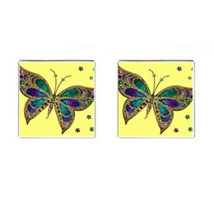 Butterfly Mosaic Yellow Colorful Cufflinks (square) by Amaryn4rt