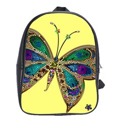 Butterfly Mosaic Yellow Colorful School Bags(large)  by Amaryn4rt