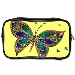 Butterfly Mosaic Yellow Colorful Toiletries Bags by Amaryn4rt