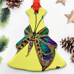 Butterfly Mosaic Yellow Colorful Christmas Tree Ornament (2 Sides) by Amaryn4rt