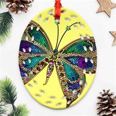 Butterfly Mosaic Yellow Colorful Oval Filigree Ornament (2-side)  by Amaryn4rt