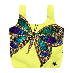 Butterfly Mosaic Yellow Colorful Full Print Recycle Bags (l)  by Amaryn4rt