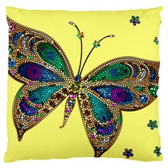 Butterfly Mosaic Yellow Colorful Large Flano Cushion Case (one Side) by Amaryn4rt