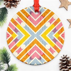 Line Pattern Cross Print Repeat Ornament (round)  by Amaryn4rt