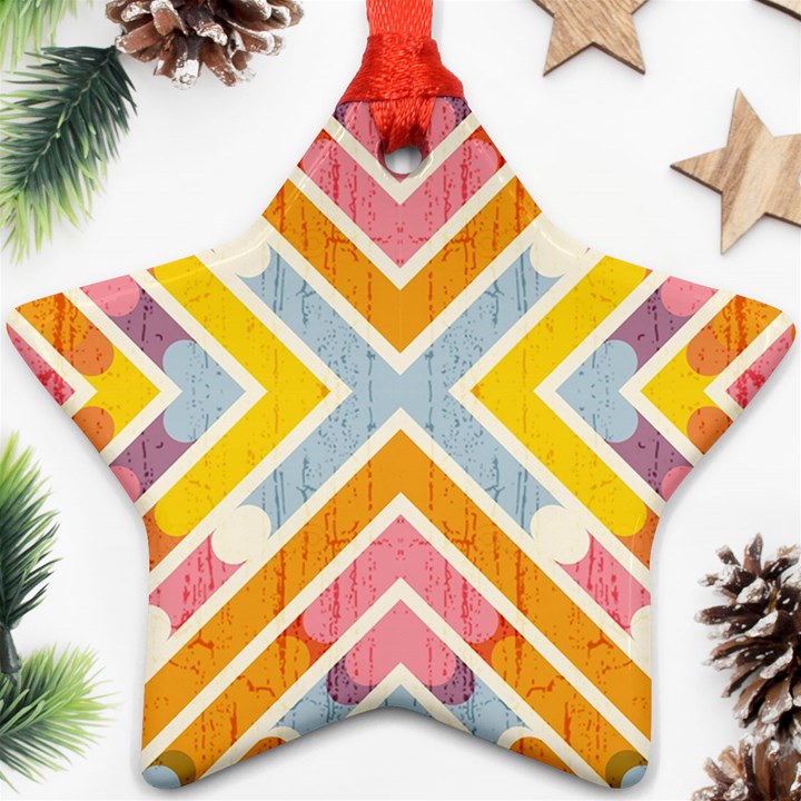 Line Pattern Cross Print Repeat Ornament (Star) 