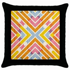 Line Pattern Cross Print Repeat Throw Pillow Case (black) by Amaryn4rt