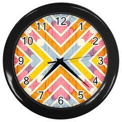 Line Pattern Cross Print Repeat Wall Clocks (black) by Amaryn4rt