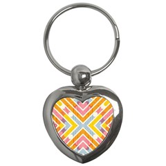 Line Pattern Cross Print Repeat Key Chains (heart)  by Amaryn4rt