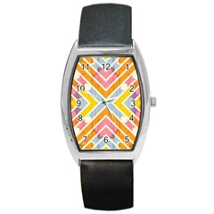 Line Pattern Cross Print Repeat Barrel Style Metal Watch by Amaryn4rt