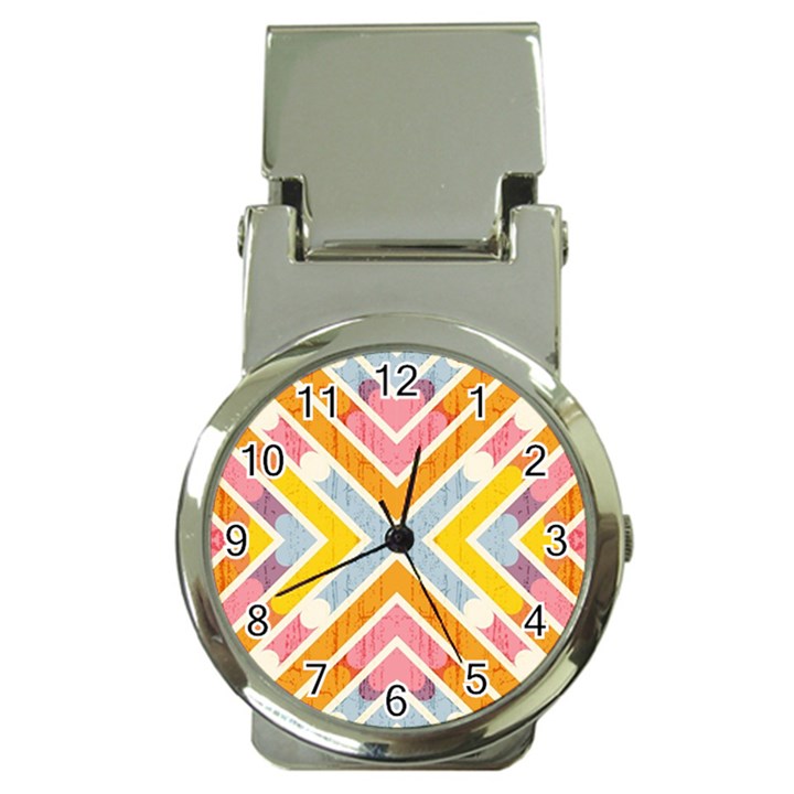 Line Pattern Cross Print Repeat Money Clip Watches