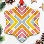 Line Pattern Cross Print Repeat Snowflake Ornament (2-Side) Back