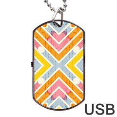 Line Pattern Cross Print Repeat Dog Tag Usb Flash (one Side) by Amaryn4rt