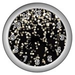 Christmas Bokeh Lights Background Wall Clocks (Silver)  Front